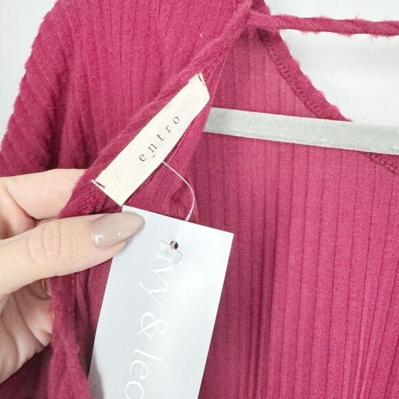 ENTRO | NEW Maroon Ribbed Backless Twist Lightweight Sweater Top Women’s Size M - Picture 10 of 10